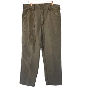 Carhartt Canvas Dungaree Work Pant Distressed Light Brown Workwear B151 36x32